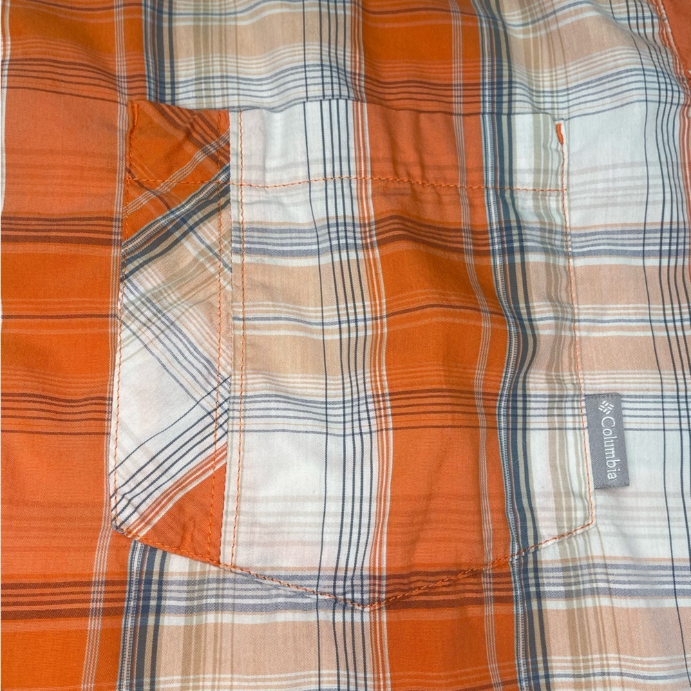 Columbia Omni-wick Short Sleeve Plaid Shirt Orange XL Mens Advanced Evaporation - Picture 8 of 10